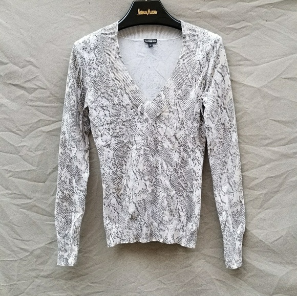 Express Sweaters - PRE OWNED EXPRESS IMPRINTED PYTHON STUDS V NECK